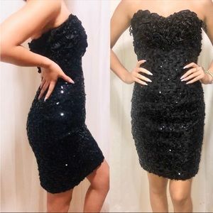 Jessica McClintock & Gunne Sax strapless sequin 1980’s ruffle dress Sz 5/6